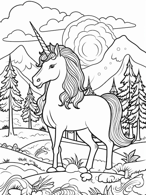 unicorn in nature to color design