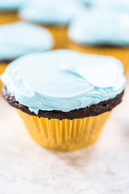 Unicorn rainbow chocolate cupcake