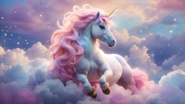 Foto il volo da sogno dell'unicorno un momento stravagante nel cielo