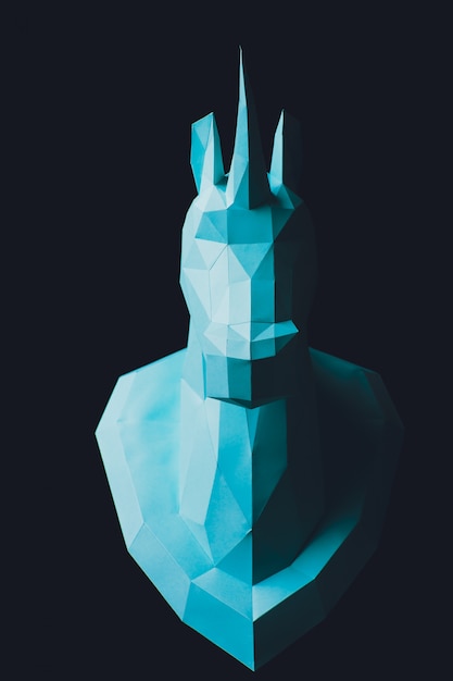 Photo unicorn turquoise head isolated on black background