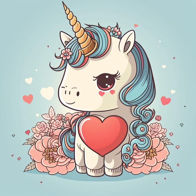 Unicorn Valentine Vector Illustration