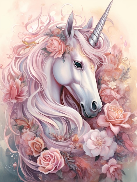 a unicorn with flowers and a picture of a unicorn.