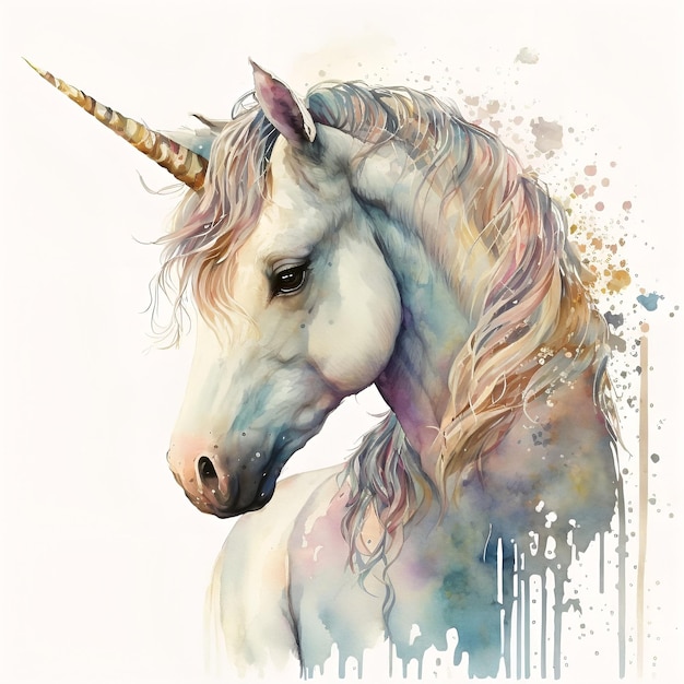 Photo a unicorn with a horn and a rainbow on it