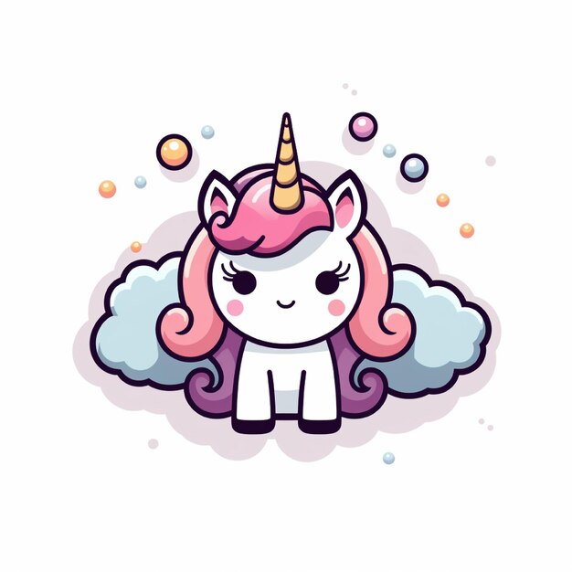 a unicorn with pink hair and a pink unicorn on the top of it