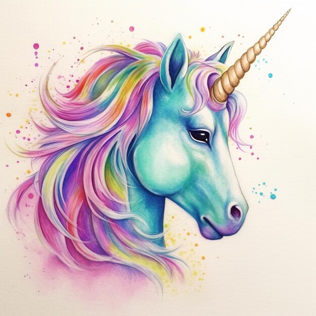 A unicorn with a rainbow mane and a horn.