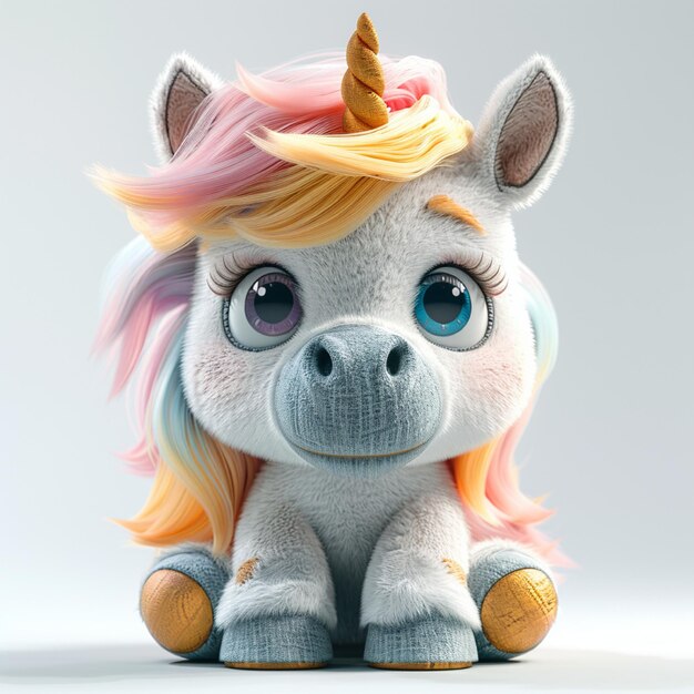 Photo a unicorn with a rainbow mane and tail