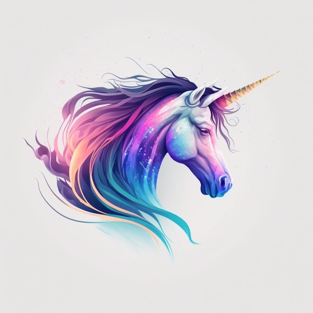 A unicorn with a rainbow mane and the word unicorn on it