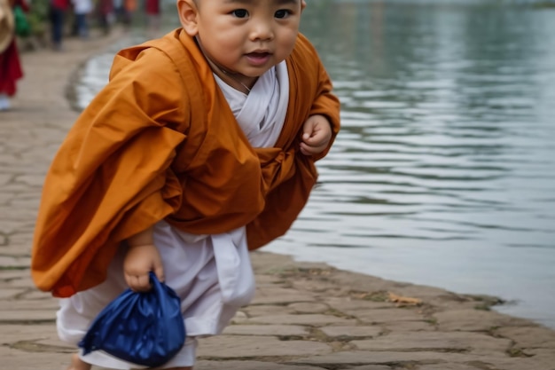 Unidentified Burmese little Buddhist monk portrait