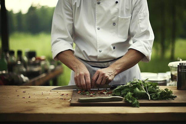 Foto un esperto culinario non identificato raccoglie una varietà di verdure fresche in una fattoria verde