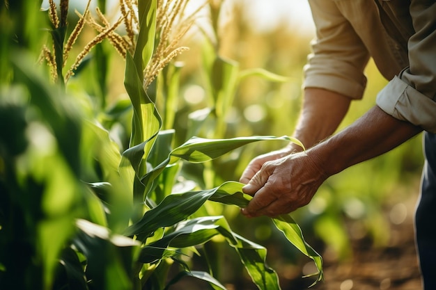 Unidentified Field Worker or Agronomist Checking Crops Generative Ai