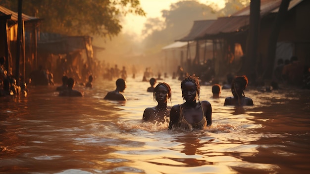 Photo unidentified ghana women bathe in the river