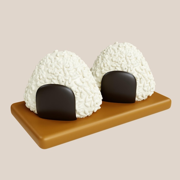 Uniek mochi dessert met een romige coating op een houten schotel 3D render illustratie