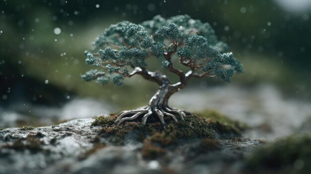 Unieke bonsai-boomillustratie in glas