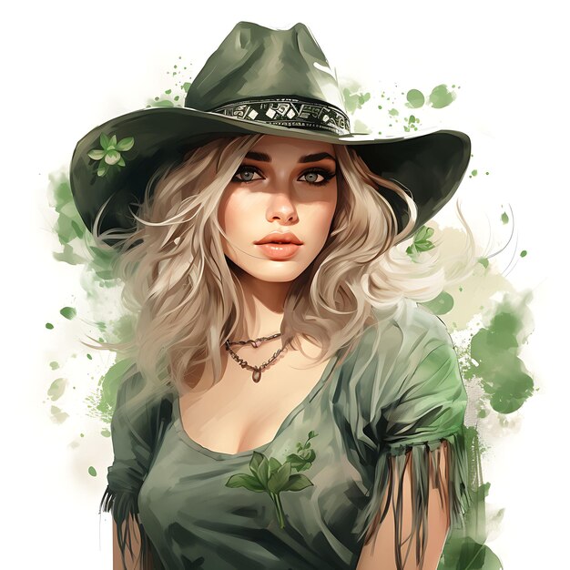 Unieke huisdierenportretten Aquarel Clipart Vier St. Patrick's Day met schattige groene huisdieren