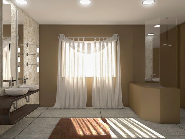 unieke moderne badkamer interieur 3D-rendering inspiratie