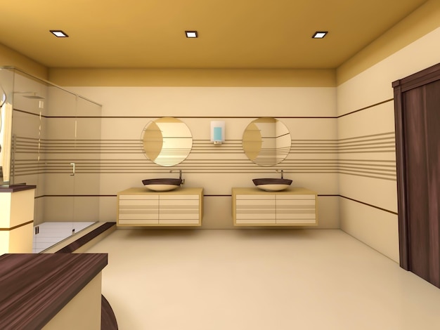 unieke moderne badkamer interieur 3D-rendering inspiratie