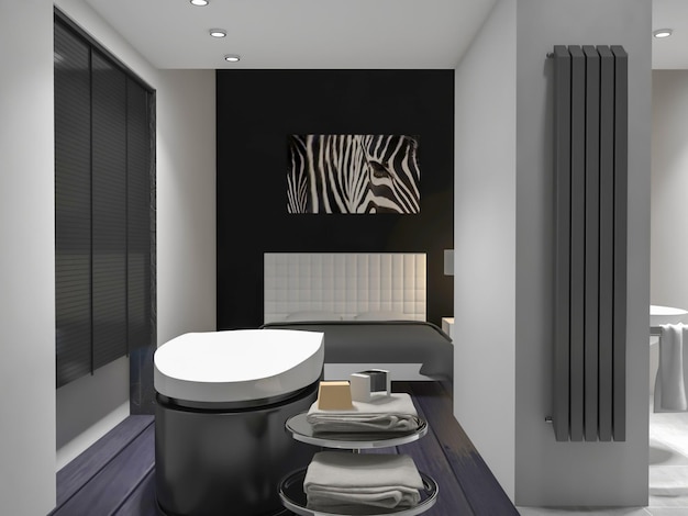 unieke moderne badkamer interieur 3D-rendering inspiratie