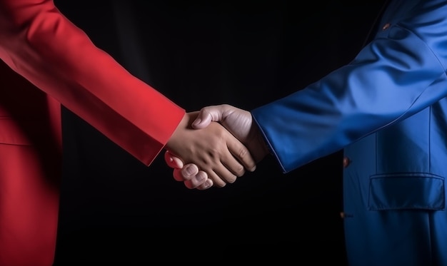 The unification of China and Taiwan Handshake flags union AI generated