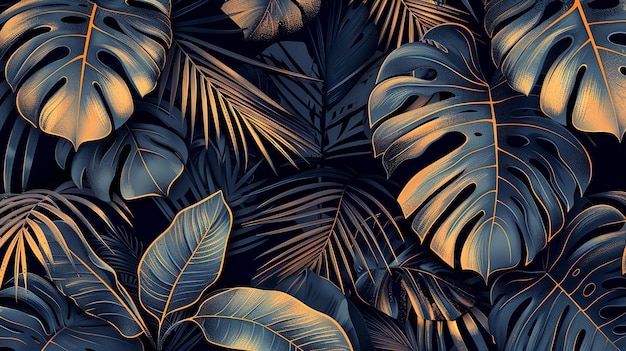 Unified tropical design encompassing oldfashioned dark fallen foliages vector image and space Generative AI