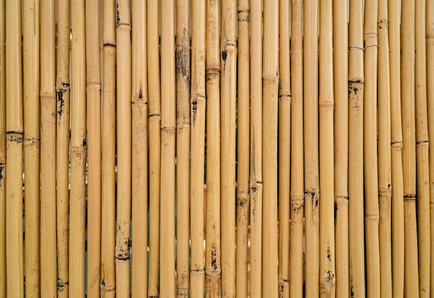 Uniform background of pile of bamboo sticks brown texture