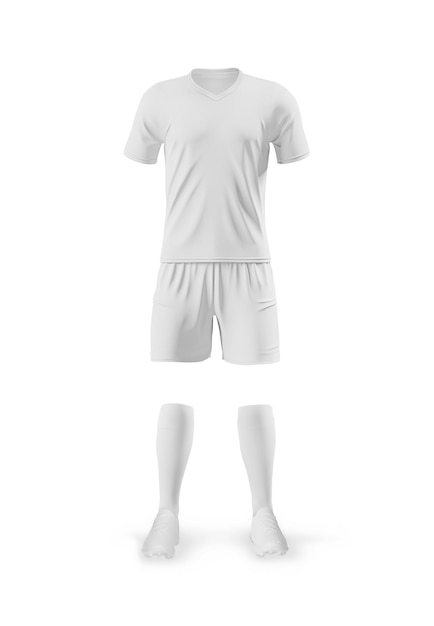 Foto vista anteriore del giocatore di calcio uniforme su sfondo bianco
