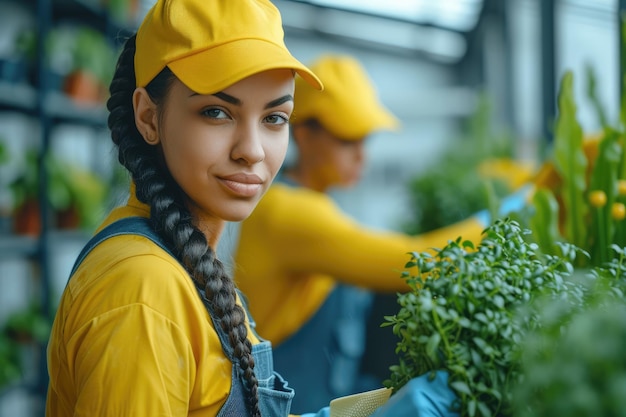 Photo uniformed professional janitors of mixed races generative ai