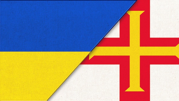 Union of countries Flag of Ukraine and Guernsey Friendship with island country