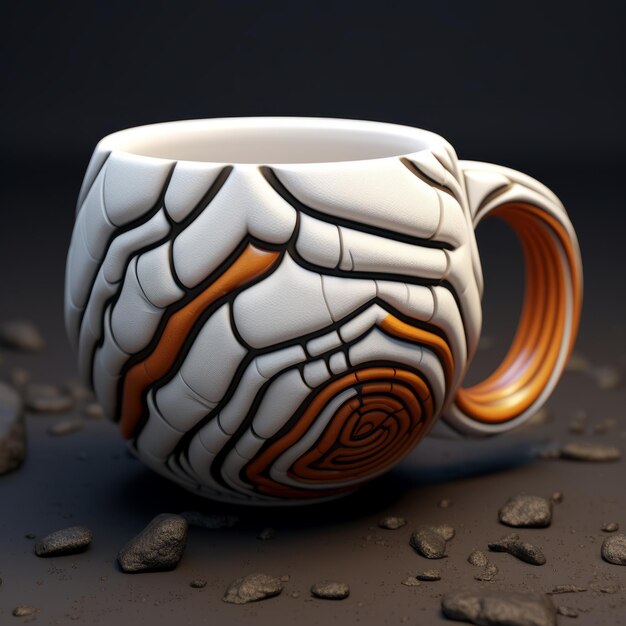 Photo unique 3d printed coffee mug with realistic details