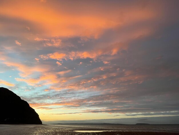 この美しい夕日の雲を飾るユニークな色の配列