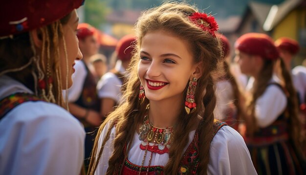 the unique atmosphere of a Martisor celebration in a Romanian village square