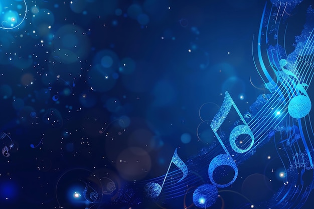 Photo unique blue banner background for the music icon generative ai