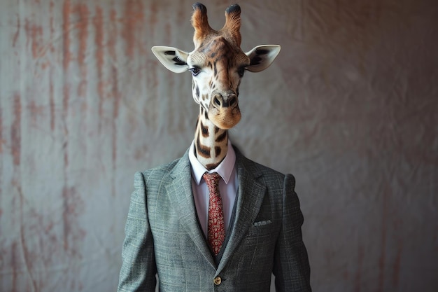 Уникальный деловой костюм, голова жирафа, генератор Ай.