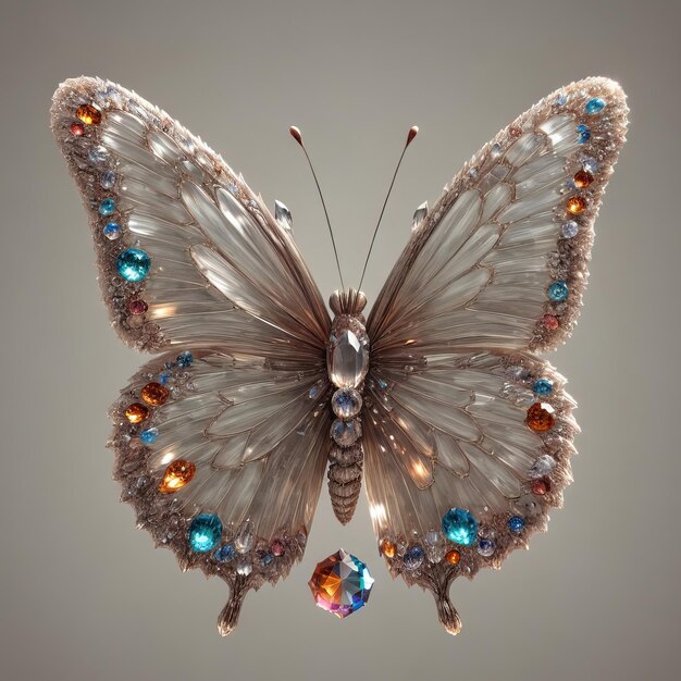 Уникальная бабочка, сделанная из красочных камней с прозрачным фоном, сверхбольшой размер изображения 4k psd