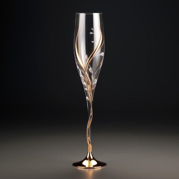 Unique Champagne Flute With Gold Swirl Design High Detail 3d C4d