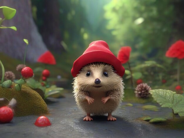 a unique and colorful 3d animation hedgehog animal