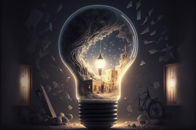 Unique Concept of Illustration Inside Bulb