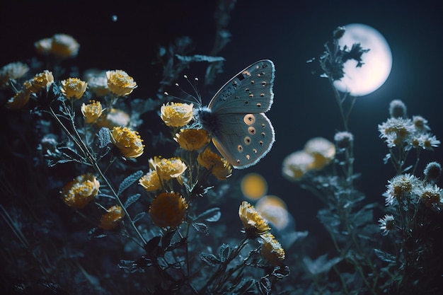 Уникальная и творческая коллекция красивых мотыльков и бабочекНежный полет Чудесный луг цветов утренняя роса милые насекомые крылья луна природа солнечный свет