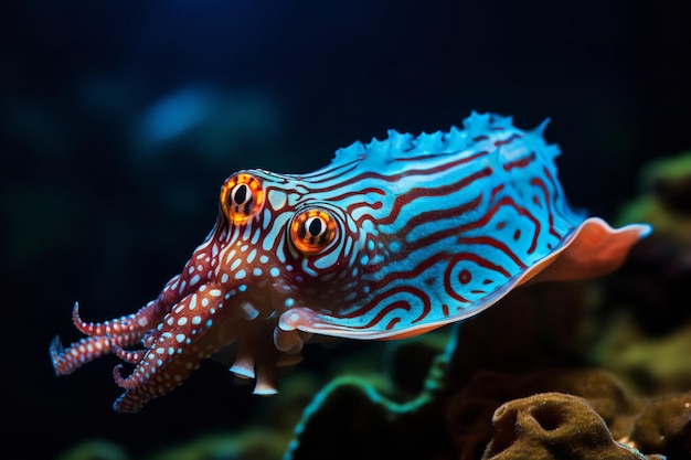 Unique Cuttlefish Displaying Vibrant Patterns