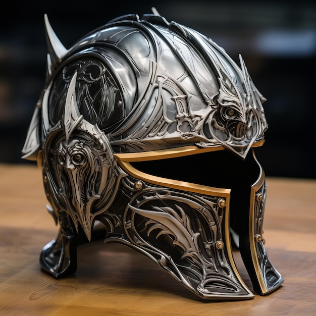 Unique Dark Silver Trim Helmet For Fantasy Settings