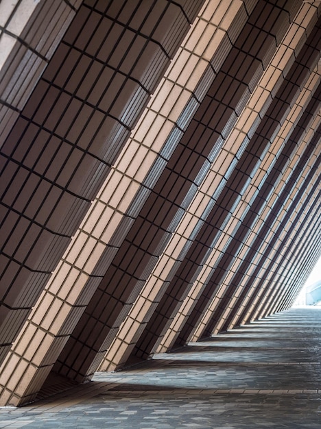 Unique design corridor of Museum of Art near Victoria harbor in Hong Kong China