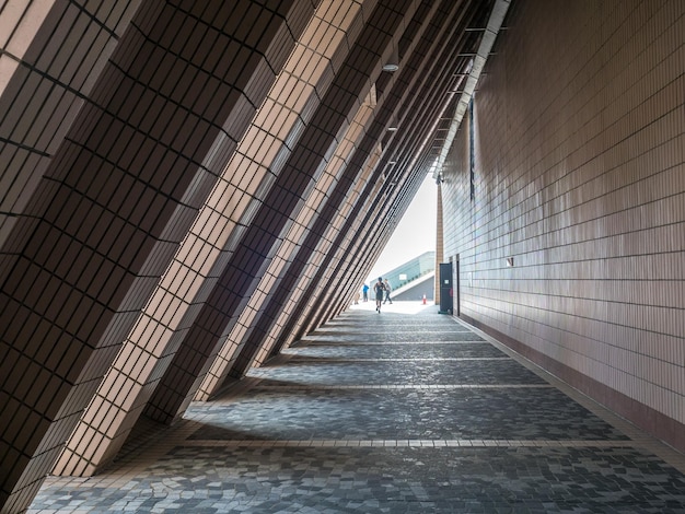 Unique design corridor of Museum of Art near Victoria harbor in Hong Kong China