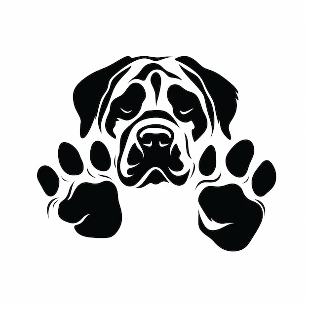 Unique Dog Paw Print Drawing Rottweiler Silhouette In Unconventional Pose