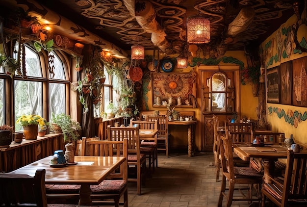 Unique ethnic restaurant interior