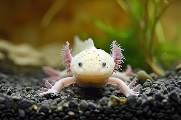 Unique and fascinating axolotls in freshwater habitats