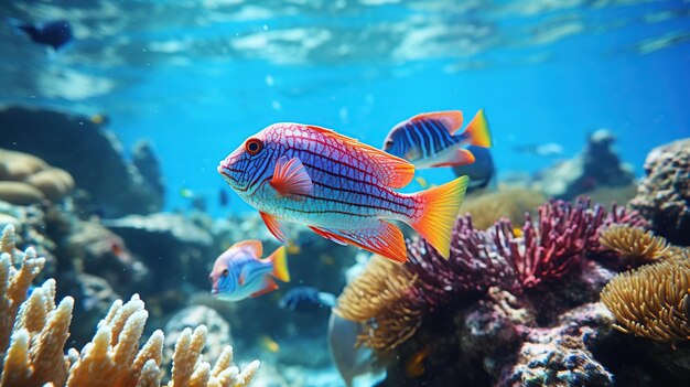 Unique fish on coral reefs