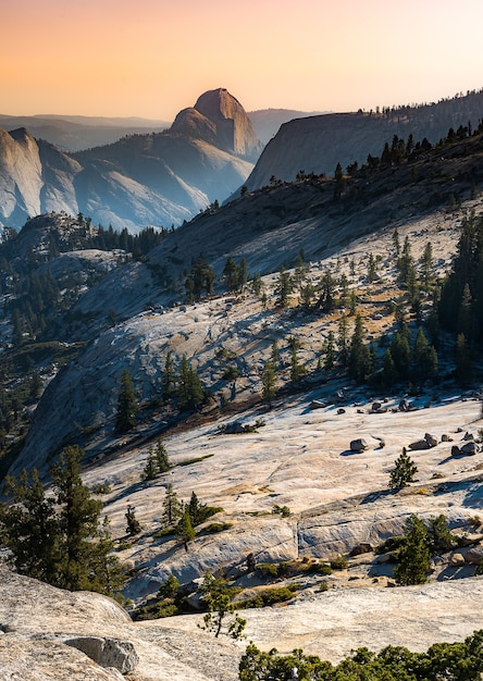 Unique formation of rock on Olmsted Point in Yosemite National Park 