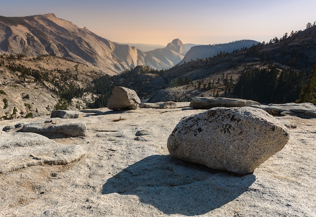 Unique formation of rock on Olmsted Point in Yosemite National Park 