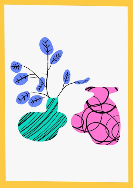 독특한 Handdrawn 꽃 현대 모양