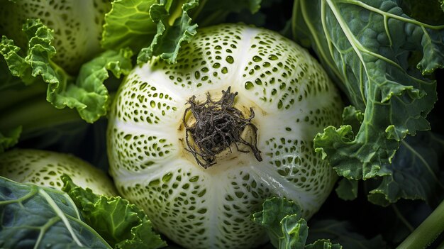 Unique kohlrabi closeup