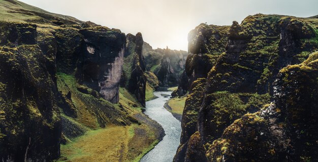 Unique landscape of Fjadrargljufur in Iceland.